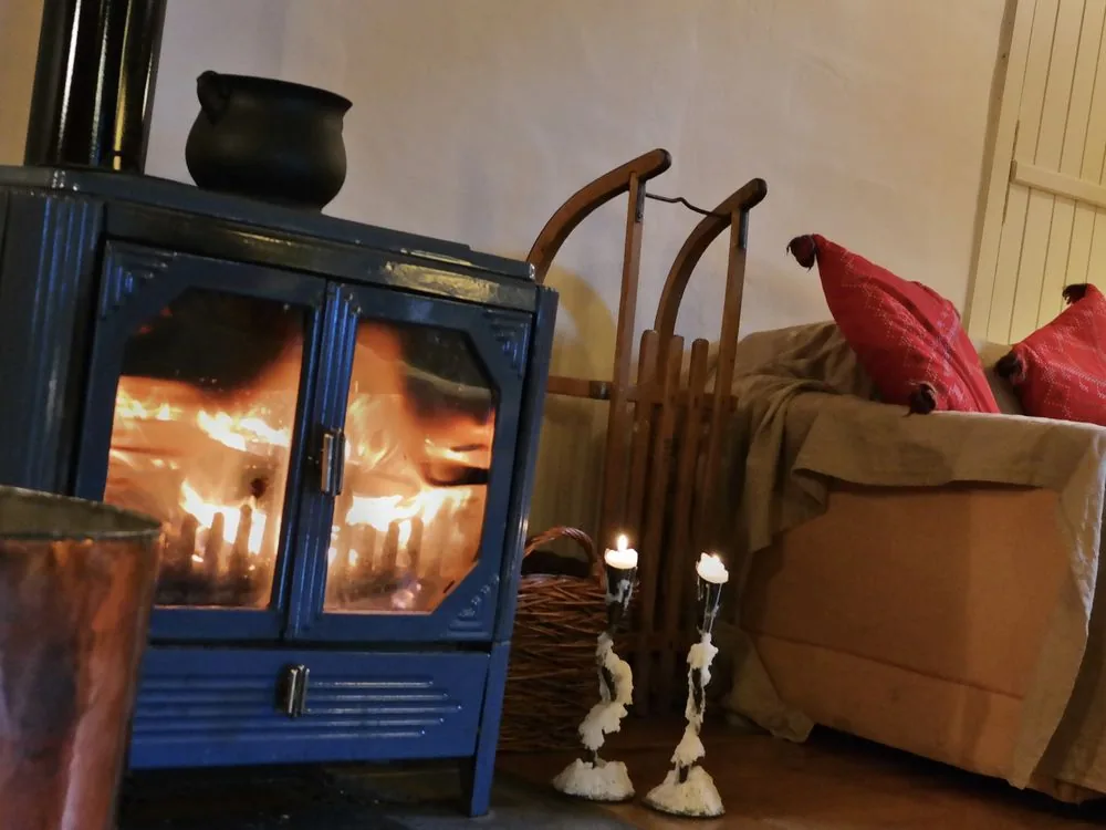 The wood burner, and somewhere to dry the boots